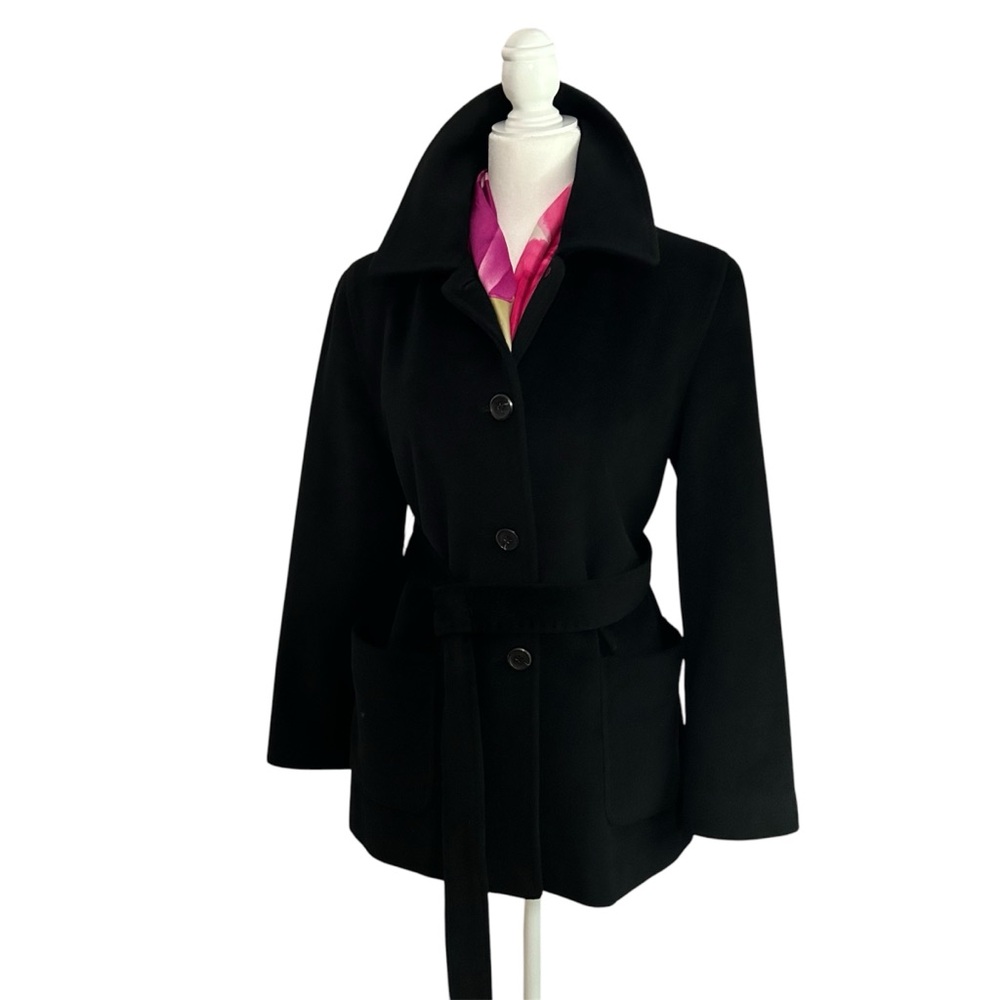 Calvin Klein Women’s Black Pea Coat Size 6 Wool Blend Double-Breasted Classic